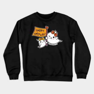 kawaii two ghosts cute spooky ghost illustration, happy halloween Crewneck Sweatshirt